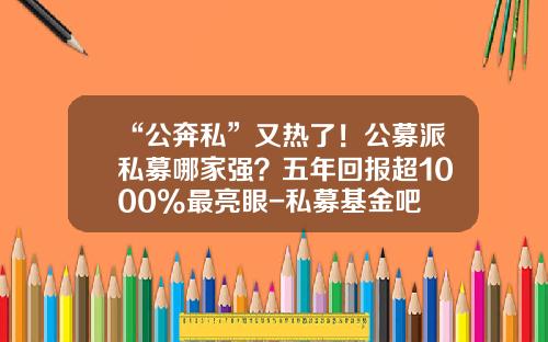 “公奔私”又热了！公募派私募哪家强？五年回报超1000%最亮眼-私募基金吧