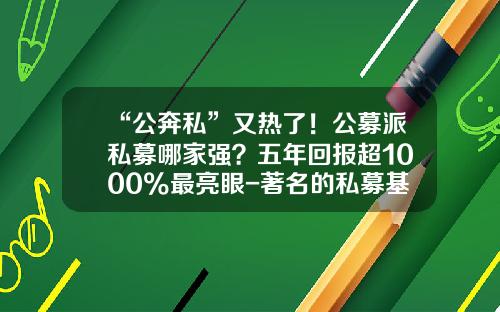 “公奔私”又热了！公募派私募哪家强？五年回报超1000%最亮眼-著名的私募基金