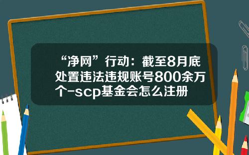“净网”行动：截至8月底处置违法违规账号800余万个-scp基金会怎么注册