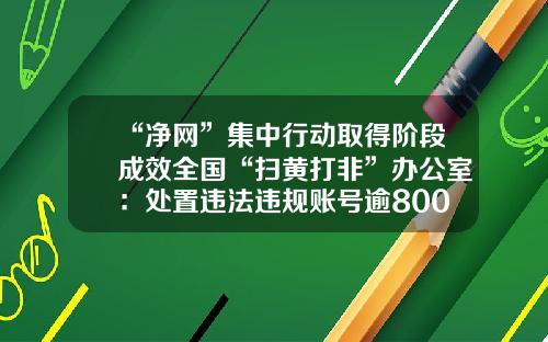 “净网”集中行动取得阶段成效全国“扫黄打非”办公室：处置违法违规账号逾800万个-scp基金会官网