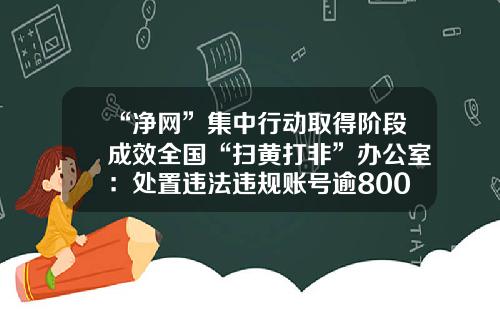 “净网”集中行动取得阶段成效全国“扫黄打非”办公室：处置违法违规账号逾800万个-scp基金会app