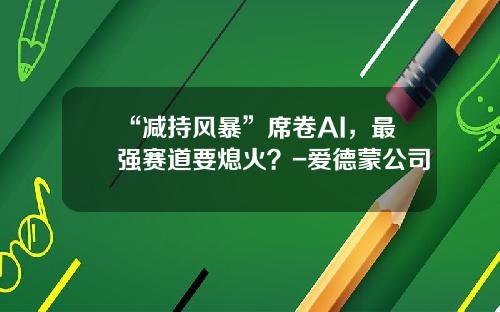 “减持风暴”席卷AI，最强赛道要熄火？-爱德蒙公司