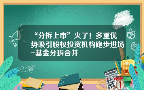 “分拆上市”火了！多重优势吸引股权投资机构跑步进场-基金分拆合并
