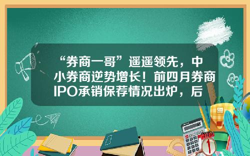 “券商一哥”遥遥领先，中小券商逆势增长！前四月券商IPO承销保荐情况出炉，后市这样布局-证券公司竞争