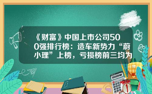 《财富》中国上市公司500强排行榜：造车新势力“蔚小理”上榜，亏损榜前三均为航空公司-公司亏损【新闻】