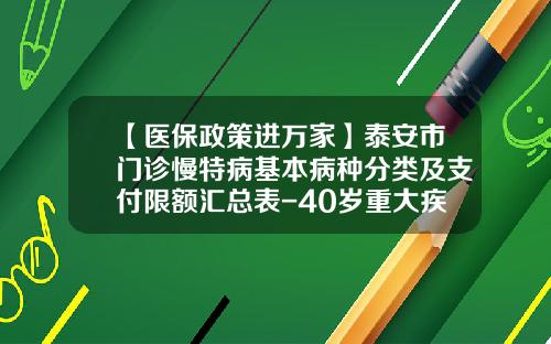 【医保政策进万家】泰安市门诊慢特病基本病种分类及支付限额汇总表-40岁重大疾病险交多少钱
