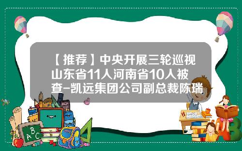 【推荐】中央开展三轮巡视山东省11人河南省10人被查-凯远集团公司副总裁陈瑞斋