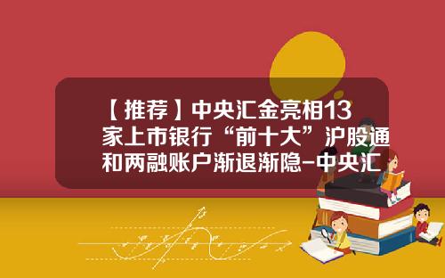 【推荐】中央汇金亮相13家上市银行“前十大”沪股通和两融账户渐退渐隐-中央汇金上市公司