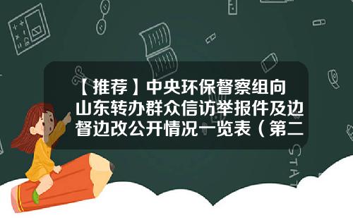 【推荐】中央环保督察组向山东转办群众信访举报件及边督边改公开情况一览表（第二十九批）-江苏东兴热交换系统有限公司