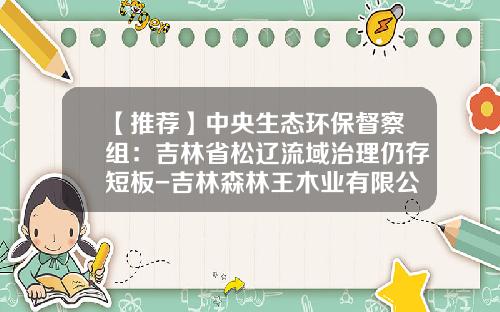 【推荐】中央生态环保督察组：吉林省松辽流域治理仍存短板-吉林森林王木业有限公司