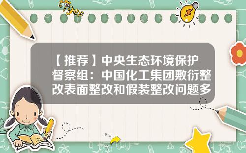 【推荐】中央生态环境保护督察组：中国化工集团敷衍整改表面整改和假装整改问题多见-江苏蓝星化工环保股份有限公司