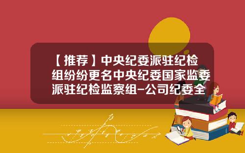 【推荐】中央纪委派驻纪检组纷纷更名中央纪委国家监委派驻纪检监察组-公司纪委全称