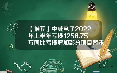 【推荐】中威电子2022年上半年亏损1258.75万同比亏损增加部分项目暂未达到验收条件-杭州中威电子股份有限公司官网