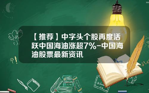 【推荐】中字头个股再度活跃中国海油涨超7%-中国海油股票最新资讯