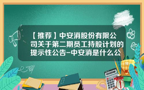 【推荐】中安消股份有限公司关于第二期员工持股计划的提示性公告-中安消是什么公司