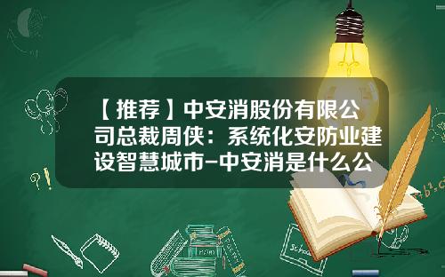 【推荐】中安消股份有限公司总裁周侠：系统化安防业建设智慧城市-中安消是什么公司
