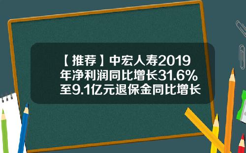 【推荐】中宏人寿2019年净利润同比增长31.6%至9.1亿元退保金同比增长37.9%-健康福星退保扣多少