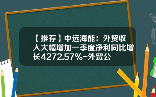 【推荐】中远海能：外贸收入大幅增加一季度净利同比增长4272.57%-外贸公司授信报告