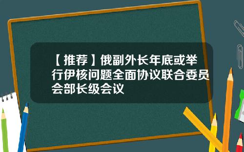【推荐】俄副外长年底或举行伊核问题全面协议联合委员会部长级会议
