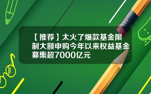 【推荐】太火了爆款基金限制大额申购今年以来权益基金募集超7000亿元