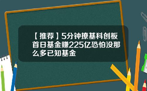 【推荐】5分钟撩基科创板首日基金赚225亿恐怕没那么多已知基金