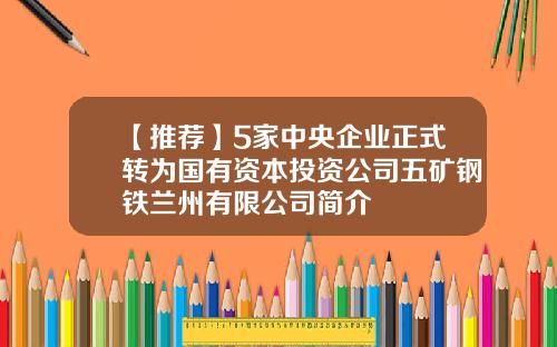 【推荐】5家中央企业正式转为国有资本投资公司五矿钢铁兰州有限公司简介