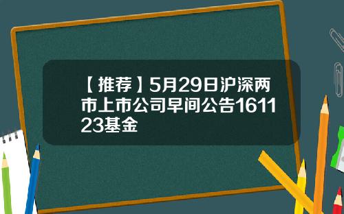 【推荐】5月29日沪深两市上市公司早间公告161123基金