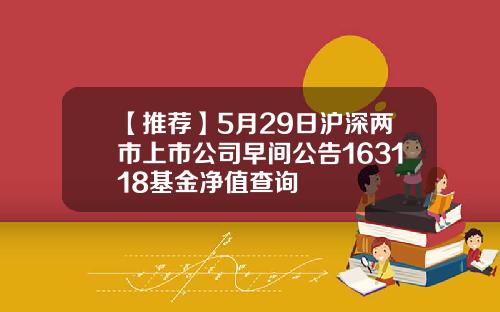 【推荐】5月29日沪深两市上市公司早间公告163118基金净值查询