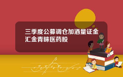 三季度公募调仓加酒量证金汇金青睐医药股