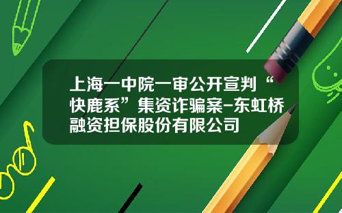 上海一中院一审公开宣判“快鹿系”集资诈骗案-东虹桥融资担保股份有限公司