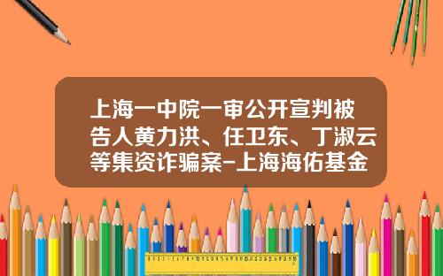 上海一中院一审公开宣判被告人黄力洪、任卫东、丁淑云等集资诈骗案-上海海佑基金