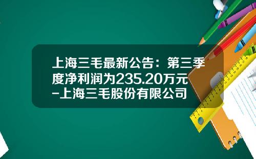 上海三毛最新公告：第三季度净利润为235.20万元-上海三毛股份有限公司
