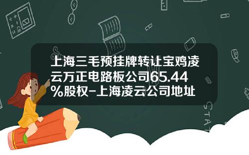上海三毛预挂牌转让宝鸡凌云万正电路板公司65.44%股权-上海凌云公司地址