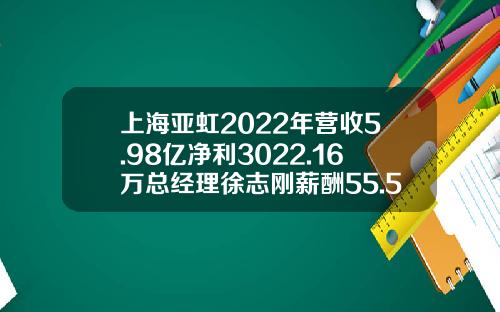 上海亚虹2022年营收5.98亿净利3022.16万总经理徐志刚薪酬55.51万-上海亚虹股份有限公司