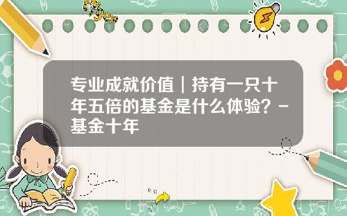 专业成就价值︱持有一只十年五倍的基金是什么体验？-基金十年
