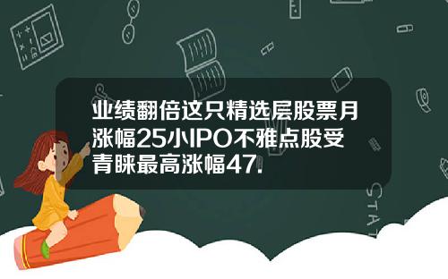 业绩翻倍这只精选层股票月涨幅25小IPO不雅点股受青睐最高涨幅47.