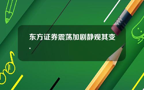 东方证券震荡加剧静观其变.