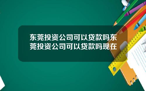 东莞投资公司可以贷款吗东莞投资公司可以贷款吗现在