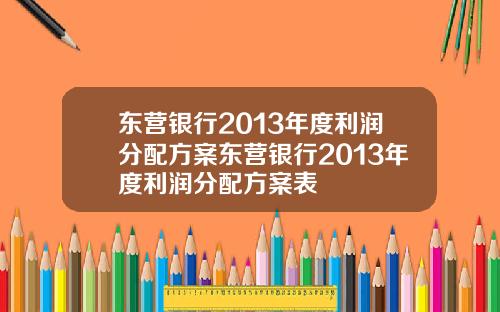 东营银行2013年度利润分配方案东营银行2013年度利润分配方案表