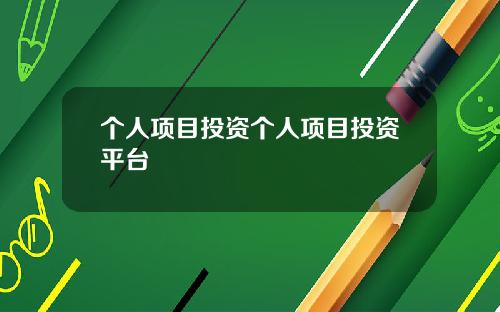 个人项目投资个人项目投资平台