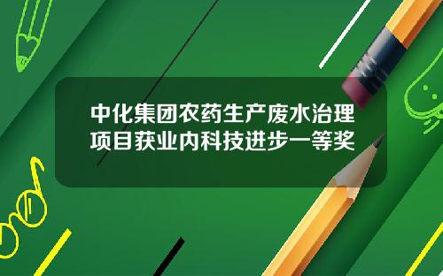 中化集团农药生产废水治理项目获业内科技进步一等奖
