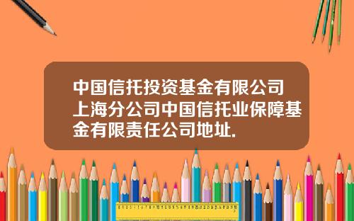 中国信托投资基金有限公司上海分公司中国信托业保障基金有限责任公司地址.