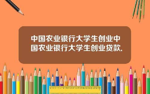 中国农业银行大学生创业中国农业银行大学生创业贷款.