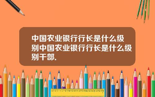 中国农业银行行长是什么级别中国农业银行行长是什么级别干部.