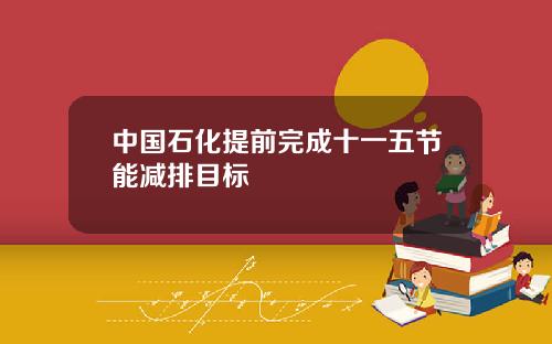 中国石化提前完成十一五节能减排目标