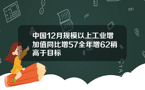 中国12月规模以上工业增加值同比增57全年增62稍高于目标