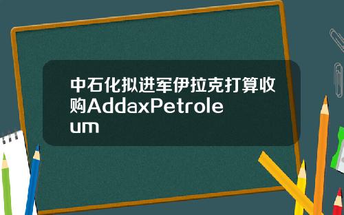 中石化拟进军伊拉克打算收购AddaxPetroleum