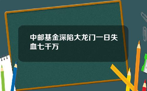 中邮基金深陷大龙门一日失血七千万