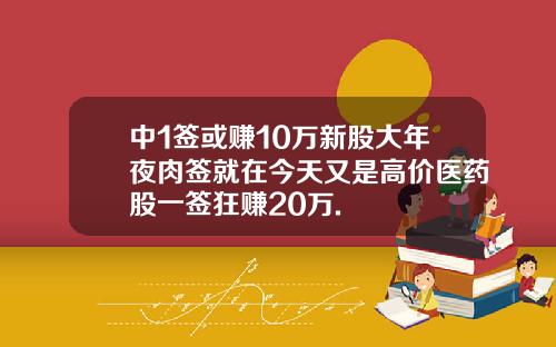 中1签或赚10万新股大年夜肉签就在今天又是高价医药股一签狂赚20万.