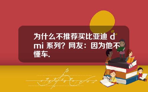 为什么不推荐买比亚迪 dmi 系列？网友：因为他不懂车.